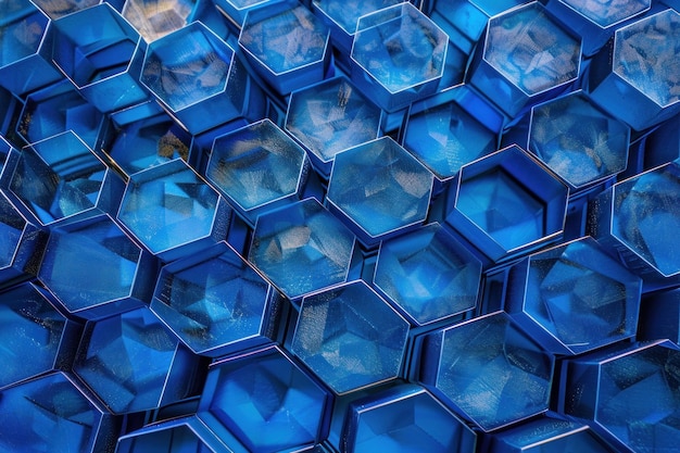 Photo abstract background showing blue hexagonal shapes forming modern pattern