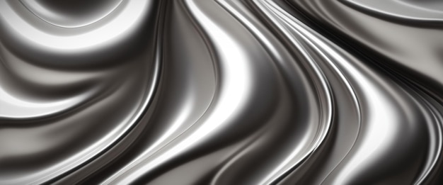 Abstract background in silver colors made of curved metal strips and surfaces Horisontal wallpaper for smartphone Generative AI