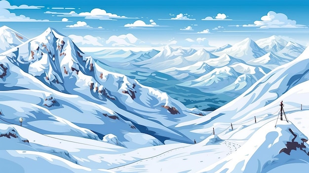 Abstract background snow covered mountains The breathtaking scenery of snowcapped mountains in nature with an engaging and creative illustration Generative AI