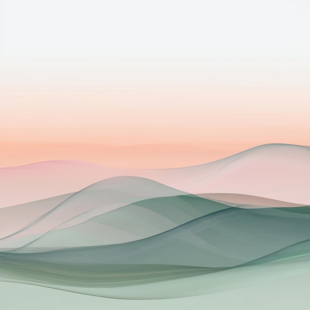 Photo abstract background of soft pastel hills with a gradient of peach pink green and blue