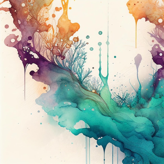 Abstract background splashed paint stains paint watercolor Generative AI