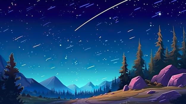 Abstract background starfall Sparkling stars descend in a stunning starfall illustration showcased in this banner design Generative AI