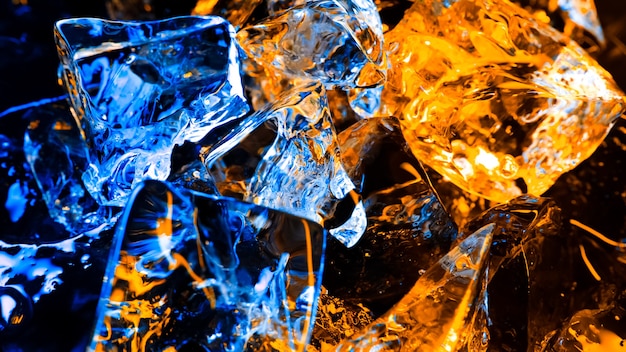 Abstract background or texture blue and yellow ice cubes