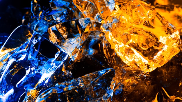 Abstract background or texture blue and yellow ice cubes