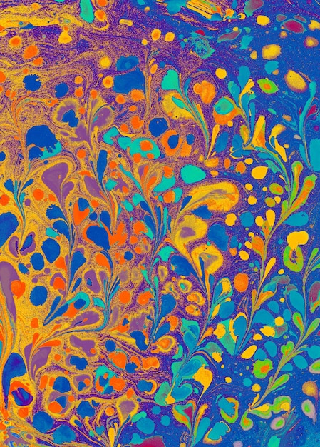 Abstract background texture with Ebru marbling painting with floral patterns