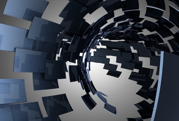 Abstract background tunnel blocks. 3d illustration