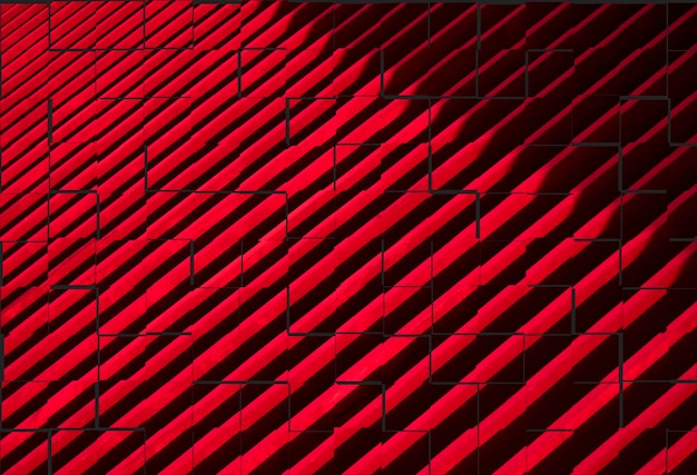 Abstract background of unfinished layout of red and black wall tiles pattern in illustration mode