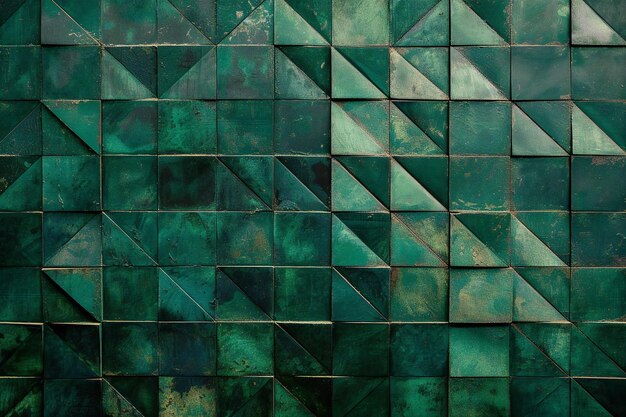 Abstract background of a wall made of green ceramic tiles square