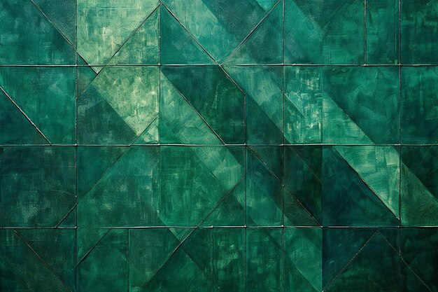 Abstract background of a wall made of green glass with decorative elements