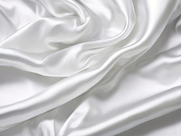 Abstract background of white flowing fabric with soft folds