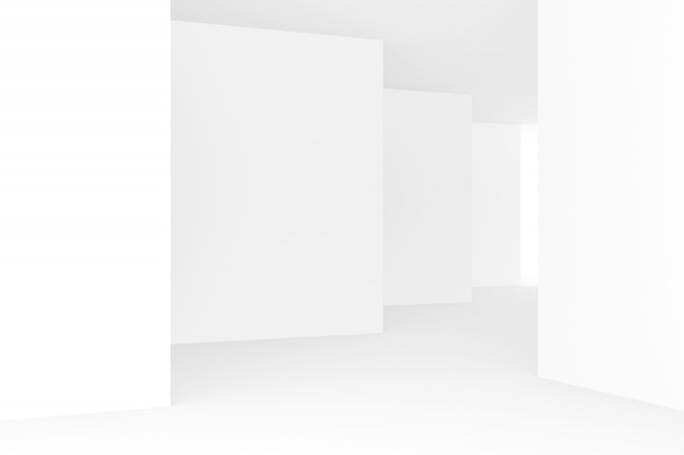 Abstract background of white interior design. 3D rendering.