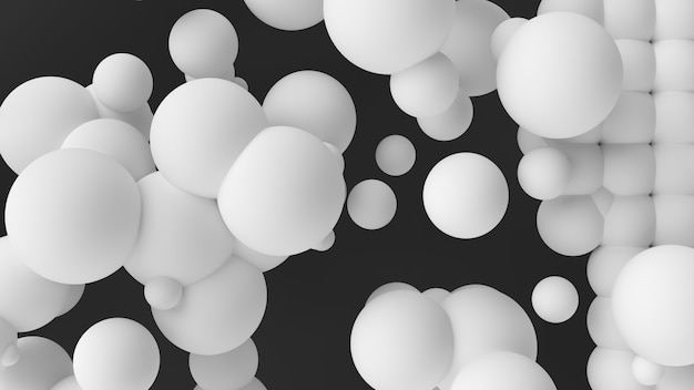 Abstract background white spheres with dynamic 3d spheres. 