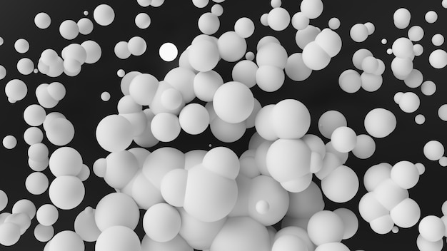 Abstract background white spheres with dynamic 3d spheres. 