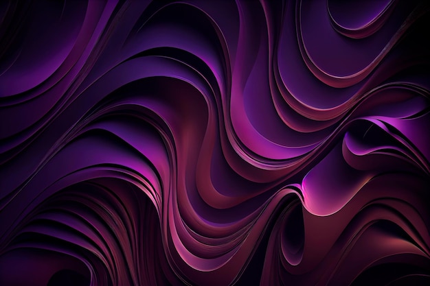 Abstract Background with 3D Wave dark and bright purple Gradient