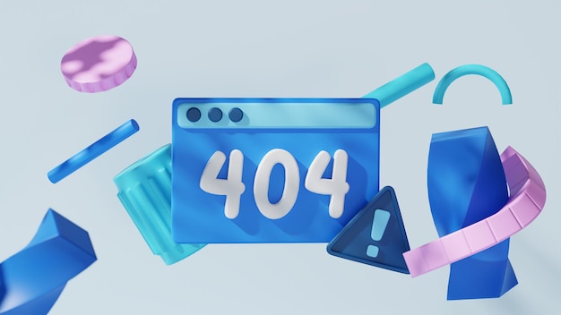 An abstract background with 404 not found 3d icon with light background