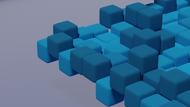 Abstract background with blue colored cubes