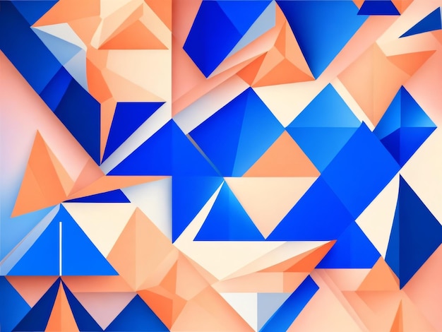 An abstract background with a blue and orange triangle pattern.