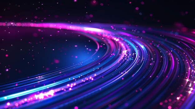 Abstract background with blue and purple glowing lines in the shape of a spiral with a speed effect