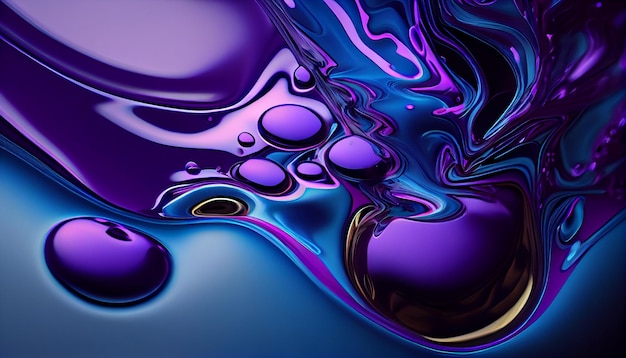 Abstract background with blue and purple liquid and bubblesgenerative ai