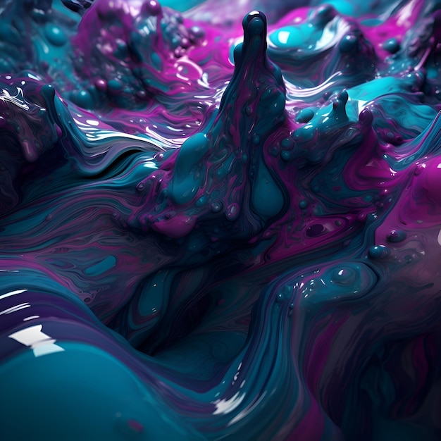 Abstract background with blue purple and pink paint 3d rendering