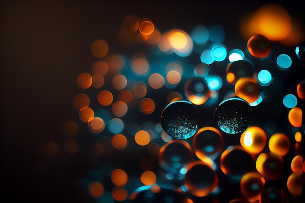 Abstract background with bokeh defocused lights and glass ballsgenerative ai