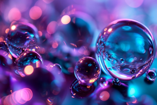 Abstract background with bokeh defocused lights and soap bubbles