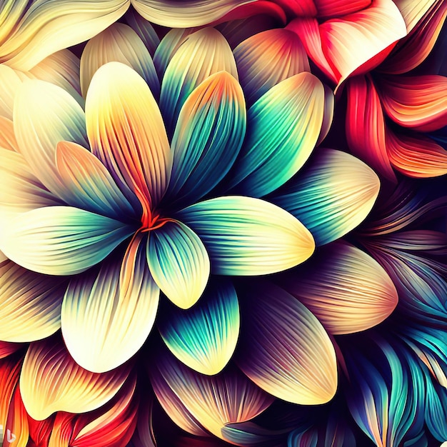 Abstract background with bright colorful flowers as wallpaper Ai generated