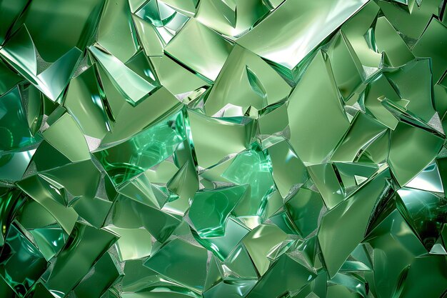 An abstract background with broken glass pieces in green