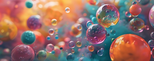 Abstract background with colorful bubbles floating in midair