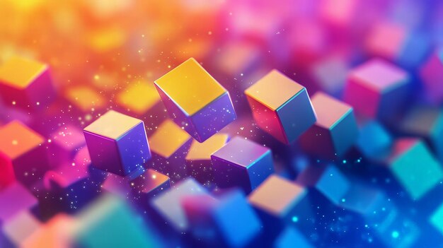 Abstract Background with Colorful Cubes in Gradient Colors