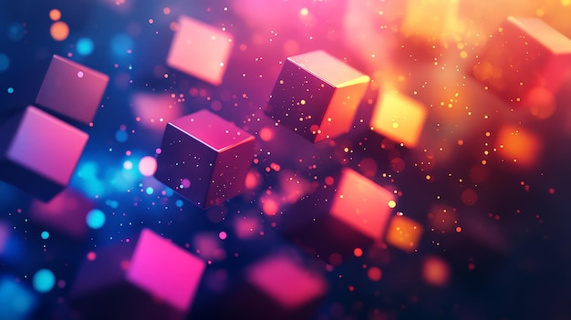 Abstract Background with Colorful Cubes in Gradient Colors