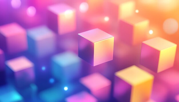 Photo abstract background with colorful cubes in gradient colors