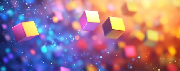 Abstract Background with Colorful Cubes in Gradient Colors