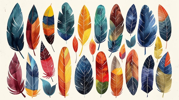 Abstract background with colorful feathers