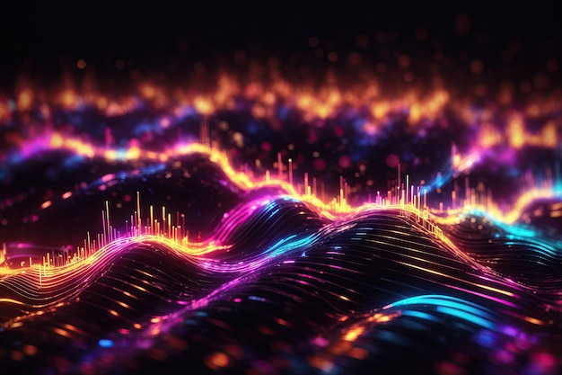 Abstract background with colorful glow equaliz wave ai generative