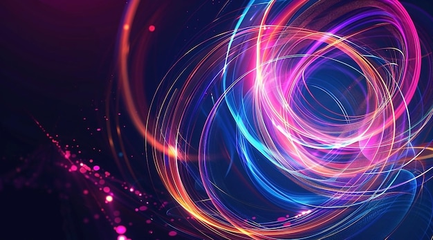 Photo abstract background with colorful glowing lines and circles creating an immersive visual experience