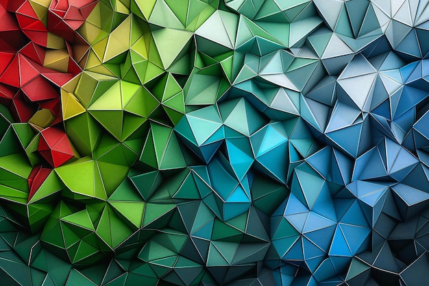 Abstract background with colorful low poly shapes colorful polygonal wallpaper in green blue and r