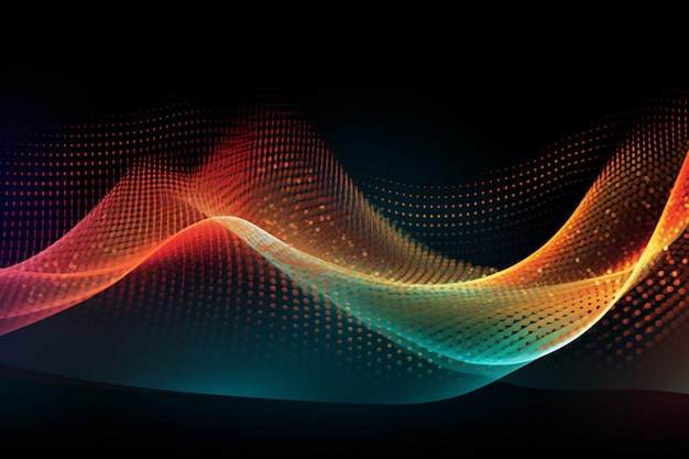 Abstract background with colorful waves and dots generative ai