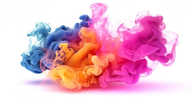 Abstract background with colourful smoke waves with flowing swirls Acrylic pigment underwater dynamic effect Curve and plume gas streams Horizontal illustration for banner design Generative AI