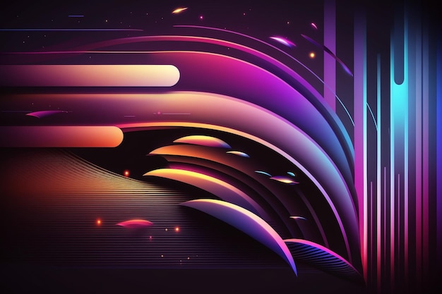 Abstract background with a curved design and a bright light generative ai