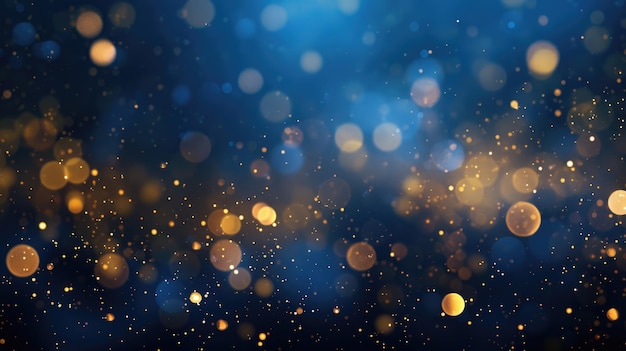 abstract background with Dark blue and gold particle Christmas Golden light shine particles bokeh