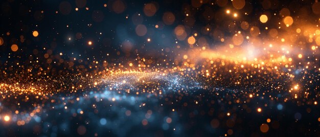 Photo abstract background with dark blue and gold particle