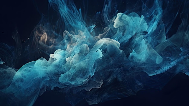 Abstract background with a deep and mysterious blue smoke with dark background