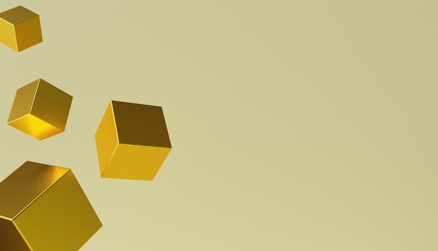 Abstract background with dynamic 3d golden cube square