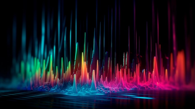 Abstract background with equalizer effect Neon lights Generative AI