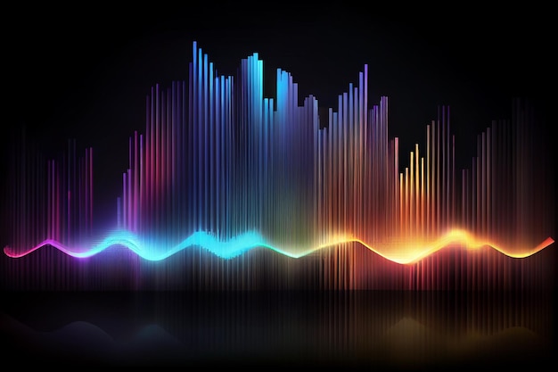 Abstract background with equalizer effect Neon lights Sound wave Generative AI