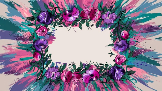 Photo abstract background with floral frame