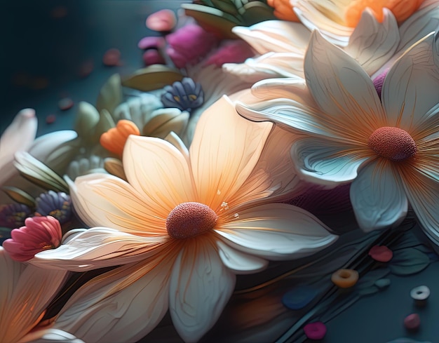 abstract background with flowers and leaves