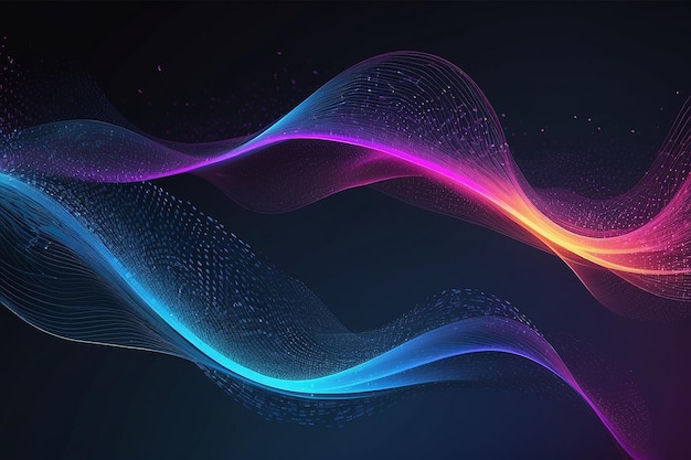 Abstract background with flowing particles 3d abstract scifi user interface concept with gradient dots and lines Digital cyberspace high tech technology concept