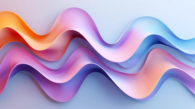 Abstract background with flowing wavy lines in shades of blue pink and orange